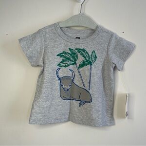 Tea Collection Relaxing Bull Baby Graphic Tee 6-9 Months Light Heather Grey